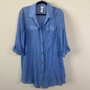 Dotti button down shirtdress coverup
